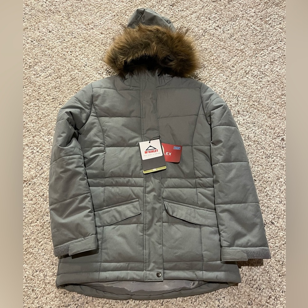 New McKinley Grey Winter Parka Girls Size Small 7-8 NWT